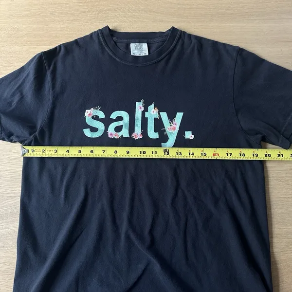 "Salty." Comfort Colors 100% cotton T-shirt Black M Tropical Conscious Veg - Image 6