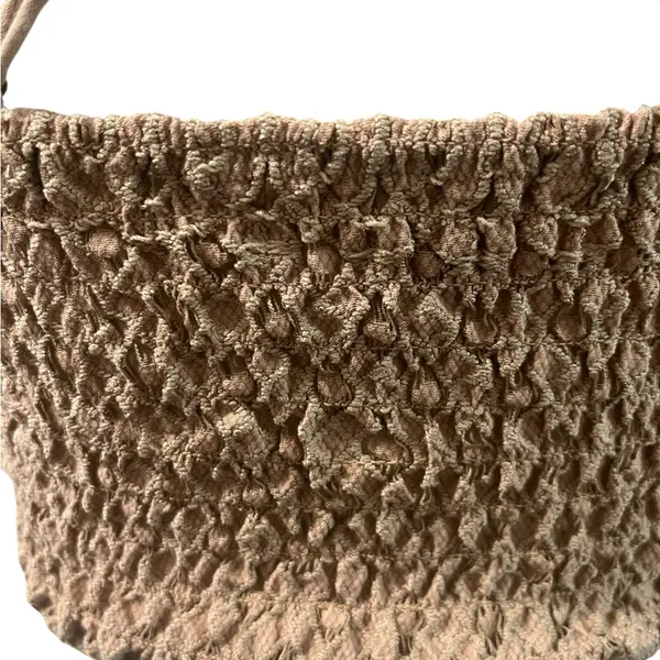 Free People One Adella Bralette Crochet Lace Tan Camel Nude Cross Strap Boho M - Image 7