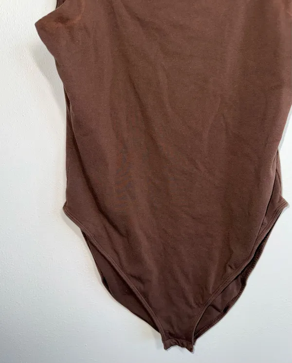 Old Navy Square Neck Tank Top Bodysuit Solid Brown Full Coverage - Image 7