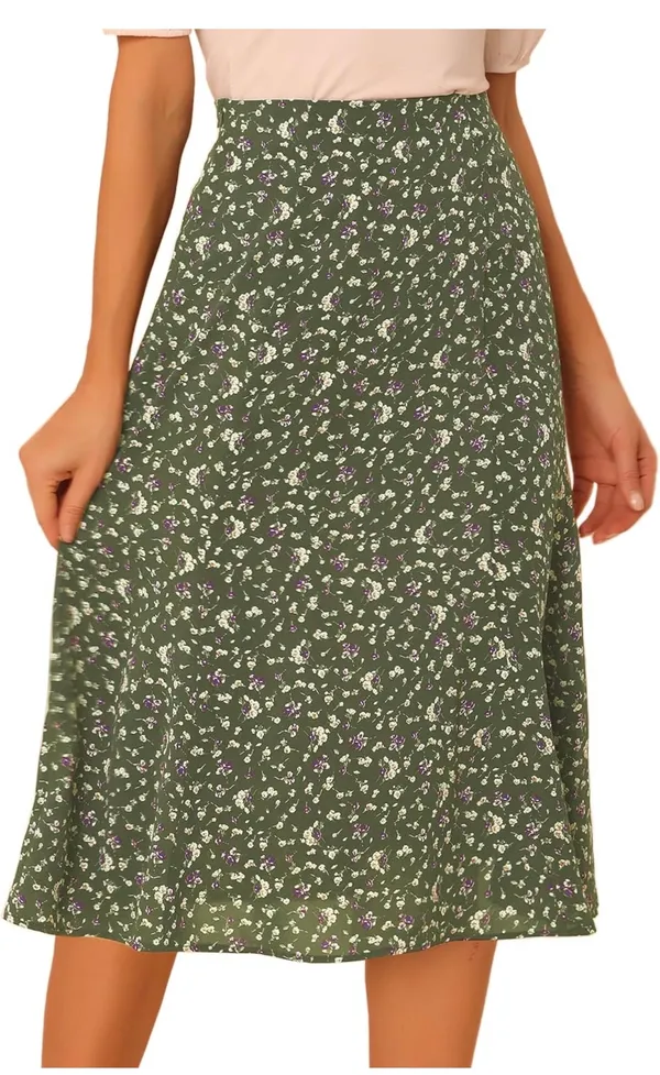 Allegra K Floral Midi Skirt - Image 3