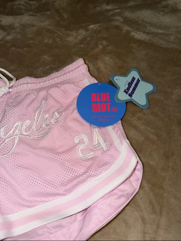 pastel pink mesh athletic shorts from Blue Riot XO. - Image 2