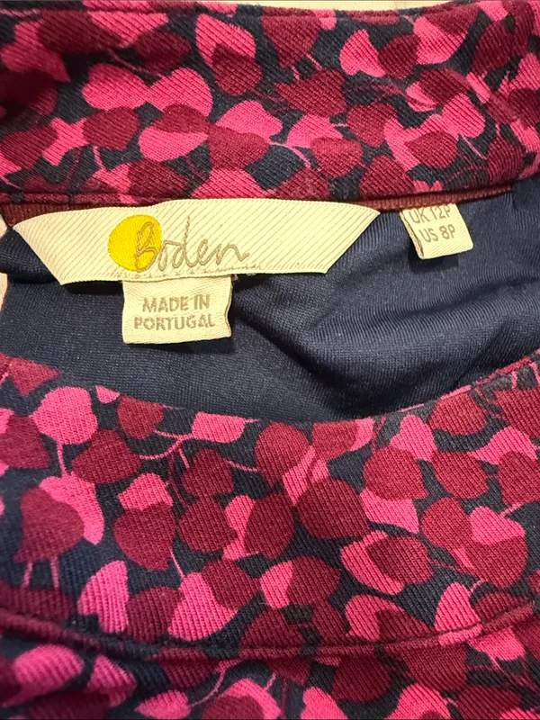 Boden Carly Jersey Midi Dress - Pink and Navy Flambe Trellis Vine size 8P - Image 6