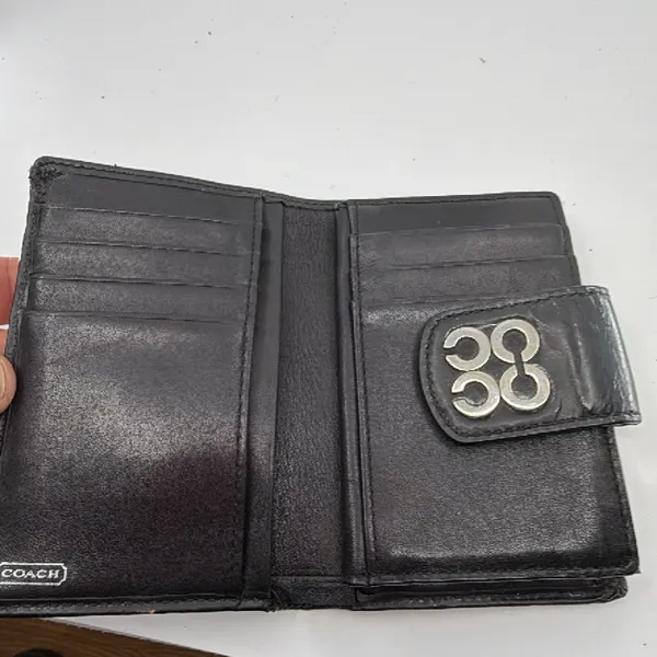 Coach Signature Embossed Black Patent Leather Wallet - Image 6