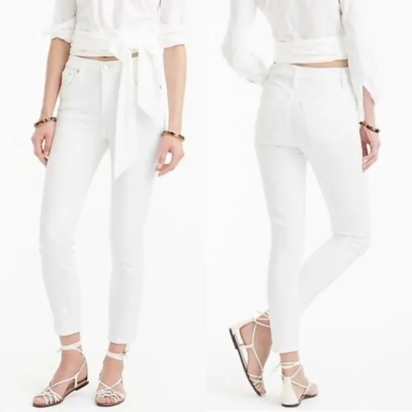 J.Crew Lookout High Rise Crop Jeans Womens 27 White Slim Denim AA - Image 2