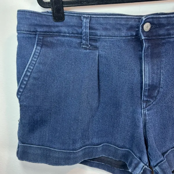 Gap 1969 Pleated Cuffed Jean Shorts Dark Blue Denim Stretch Low Rise Coastal 16R - Image 3