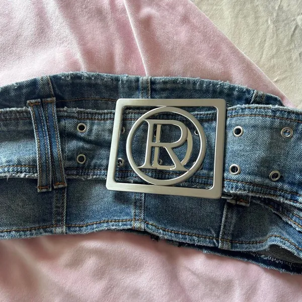 Revice Denim Buckle Jean Tube Top Y2K McBling Size XL - Image 2