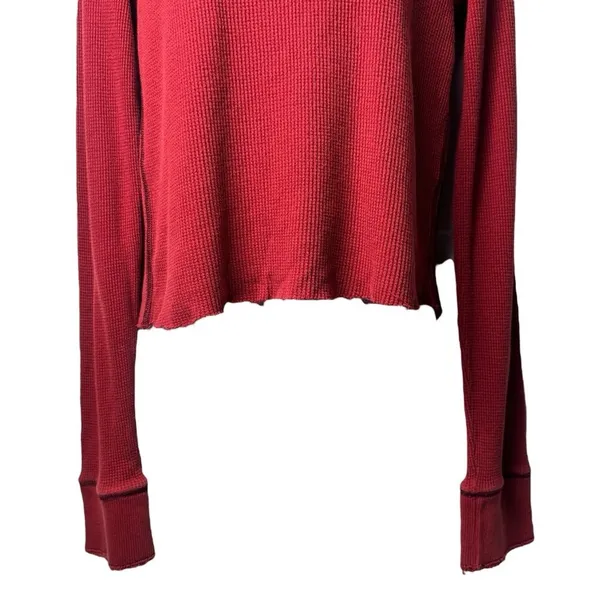 Y2K Abercrombie & Fitch Red Muscle Thermal Waffle Knit Extra Long Sleeve M‎ - Image 4