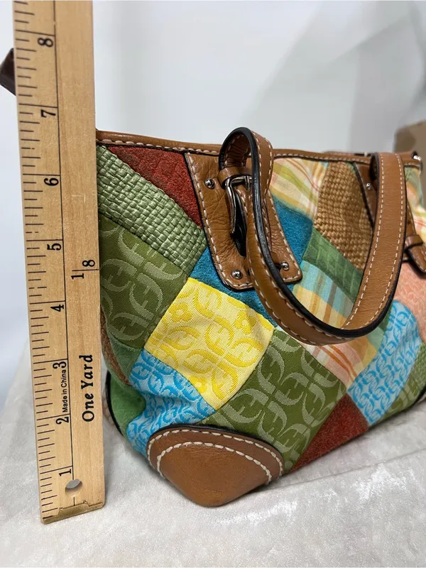 Fossil Patchwork Multicolor Women’s Satchel handbag purse - Image 7
