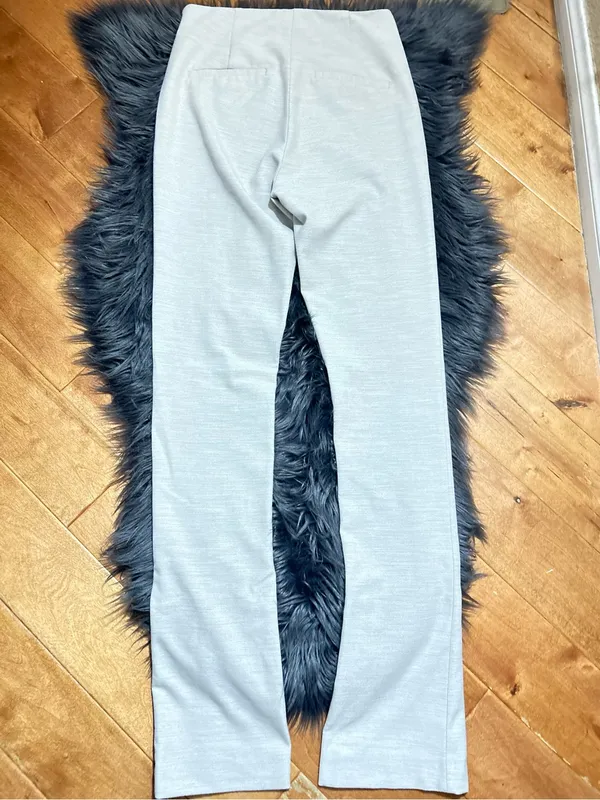 Zara High-Waist Pressed Pleated White Cream Wide-Leg Side Vents Pants Sz XS - Image 5