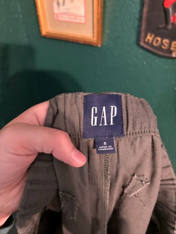 Gap Women’s Green Linen and Rayon Pull On Pants Sz Small - Image 3