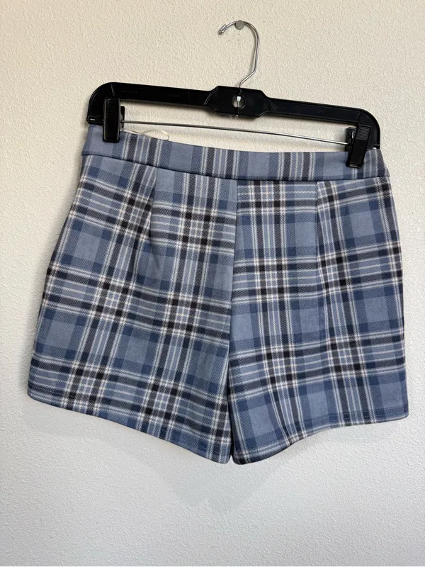 IRIS Size S Blue Plaid Wrap Mini Skort Y2K 90s Preppy Academia Clueless Grunge - Image 4