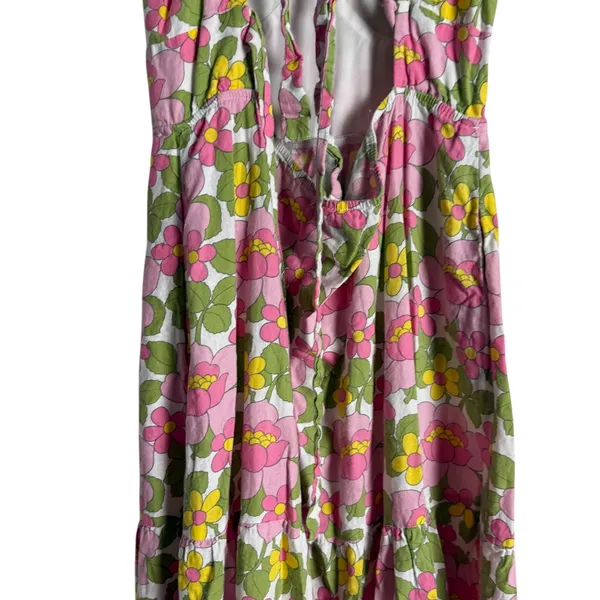 Show Me Your MuMu Cathy Pink Retro Floral Sweetheart Tie Back Puff Maxi Dress M - Image 14