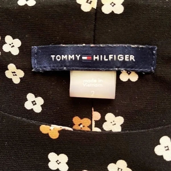 Tommy Hilfiger Women's Midi Dress Black Floral Size 2 Long Sleeve Boho Chic Fall - Image 4