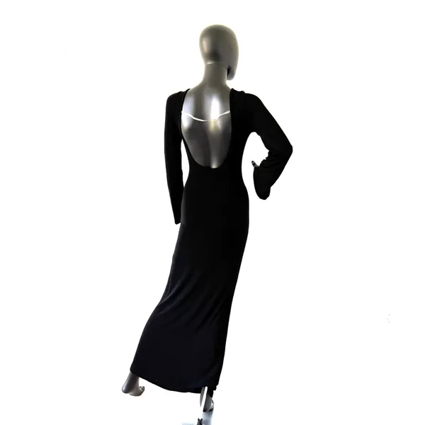 Backless Long Maxi Dress Open Back Ribbed Dress Long Flare Sleeve Slim Fit - Image 6