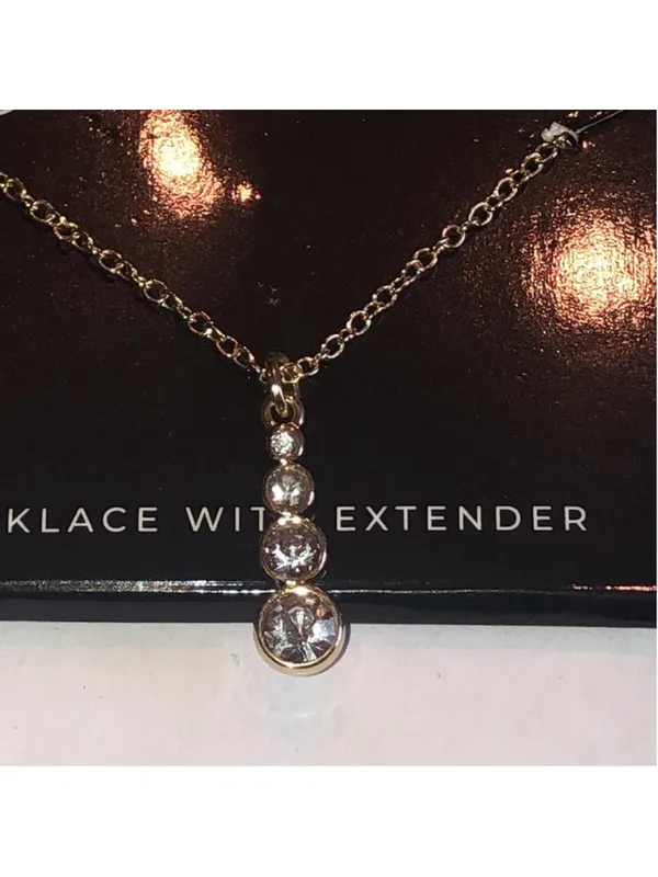 Jasmine Lane Gold Tone CZ Rhinestone Drop Necklace with Extender - Image 6