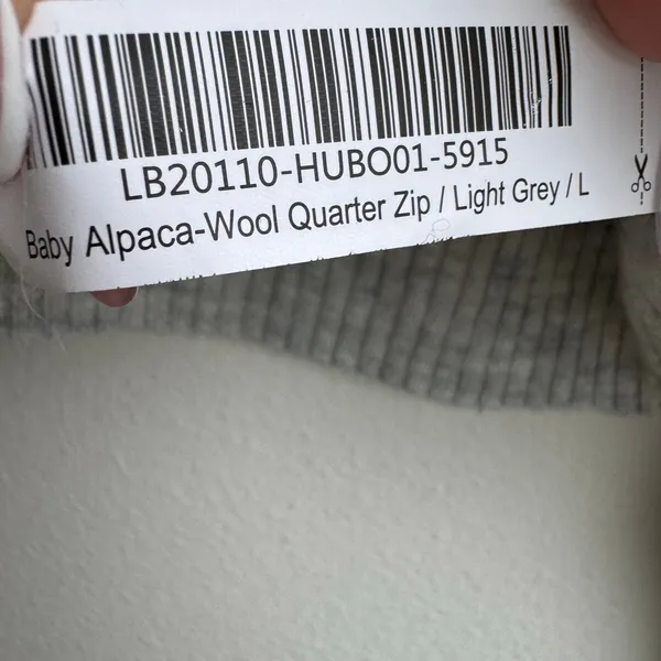 Quince Baby Alpaca Wool Quarter Zip Sweater Light Gray Quiet Luxury Preppy Large - Image 7