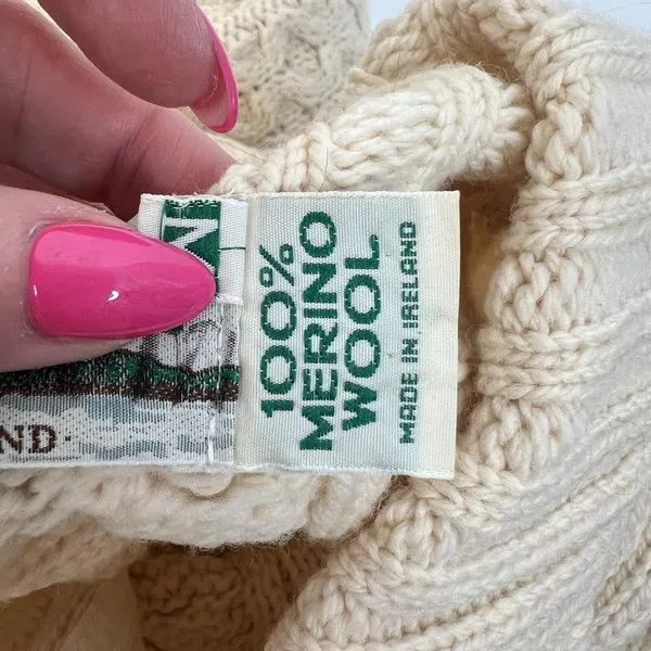 Aran Crafts Size M Full Zip Cardigan Sweater Ireland Fisherman Cable Knit Cream‎ - Image 8
