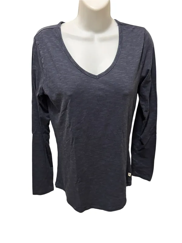 Toad&Co Marley ll Long Sleeve Slub Tee Sz S Heather Gray V Neck Organic Cotton - Image 2