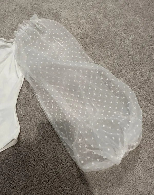 Jealous Tomato White long sleeve Bodysuit puff sleeve - Image 3