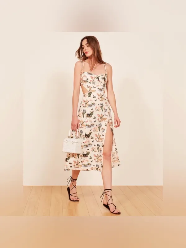 Reformation Alessa Janeiro Print Linen Midi Dress 0 - Image 8