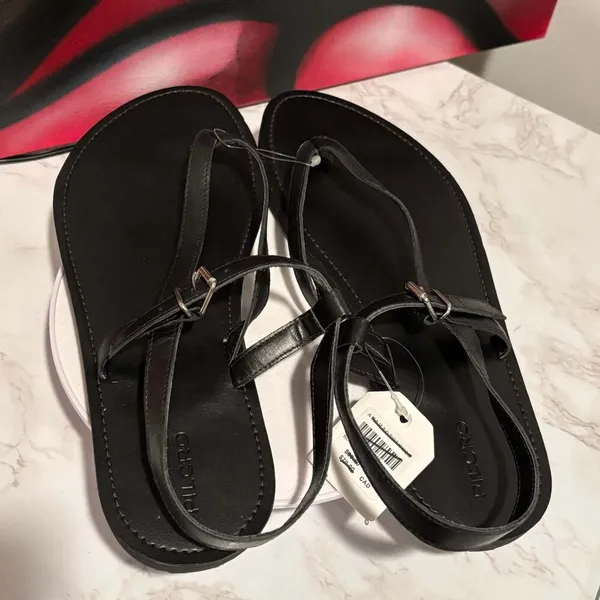 Pilcro Black Leather Thong Sandals EU Size 41 US 10 - Image 3