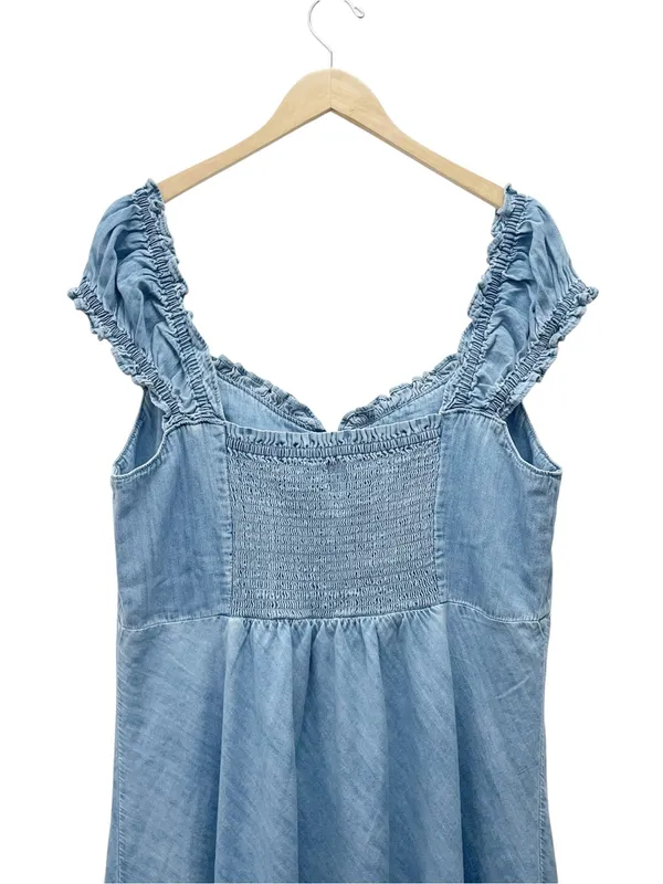 NWT GAP Eaton Denim Maxi Dress Size XL Light Wash Cotton Ruffle Cottagecore Boho - Image 7