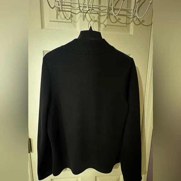 Pendleton Black Leather Jacket with Knit Sleeves - Image 2