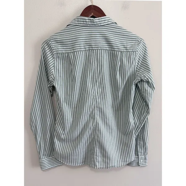 Frank & Eileen Barry Stripe Tailored Green White Button Down Shirt Cotton SZ‎ XS - Image 8
