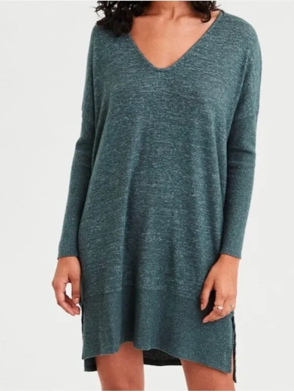 American Eagle V-Neck Soft & Sexy Plush Tunic Leggings Dress Size Medium - Image 2