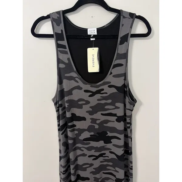 Peyton Jensen Evereve Camo Sleeveless Maxi Tank Dress Grey Black XL NEW Tags - Image 6