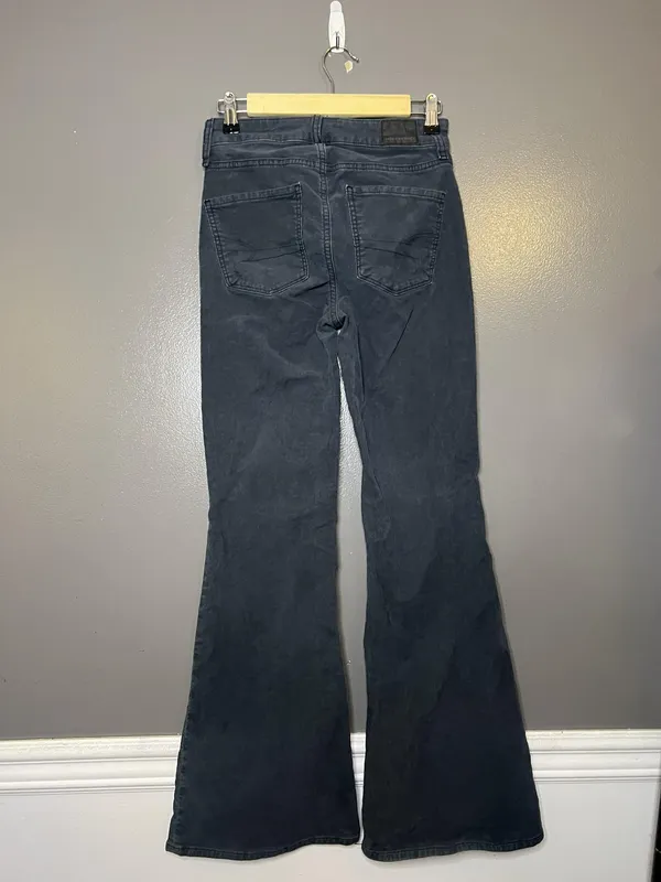 American Eagle Outfitters Pants Womens 0 Gray Hi-Rise Flare Corduroy Stretch - Image 5