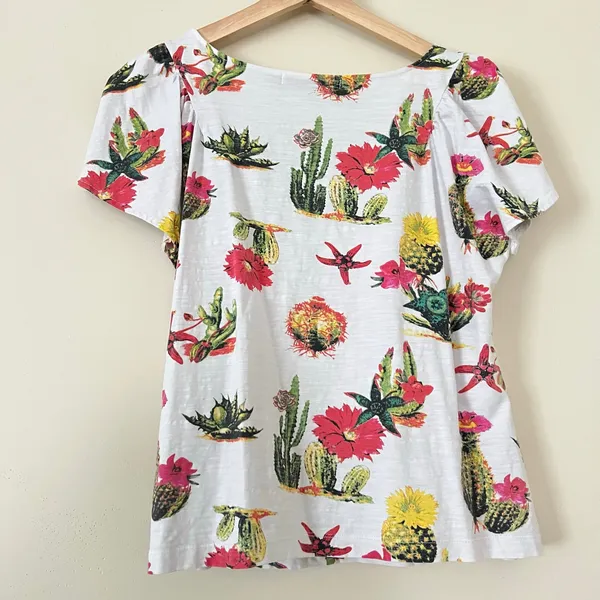 Anthropologie Eva Franco Cactus Tee Women's Blouse Top Shirt‎ S Cacti Succulent - Image 6