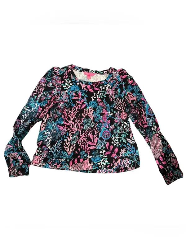 Lilly Pulitzer Onyx Twilight Coral Jansen Terry Top HTF Sweatshirt XL Vibrant - Image 5