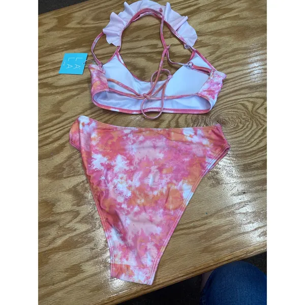 LA LA swim size medium NWT Pink/orange 2pc (b57) - Image 2