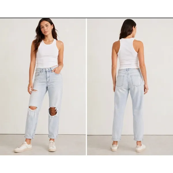 Madewell Slouchy‎ Boy Jean 28 Tall Light Wash Distressed Ripped Relaxed Denim - Image 2