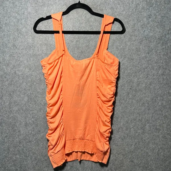 Free Culture Orange Studded Sequin Ruched Tank‎ Top Smocked Hem NWT Womens Small - Image 9