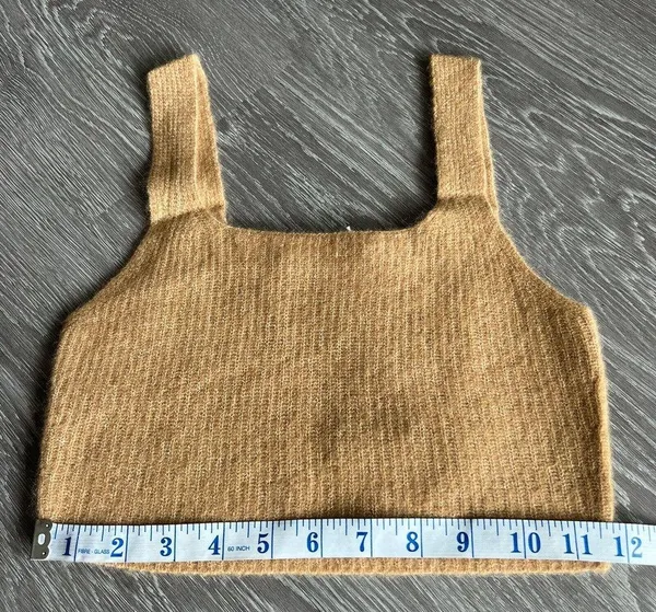 Everlane Crop Top Womens Extra Small Wool Blend Cozy Stretch Camel Brown - Image 8