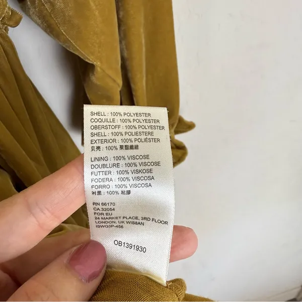 Free People Daphne Velvet Sleeve Dress in Olive Bitters - Image 9