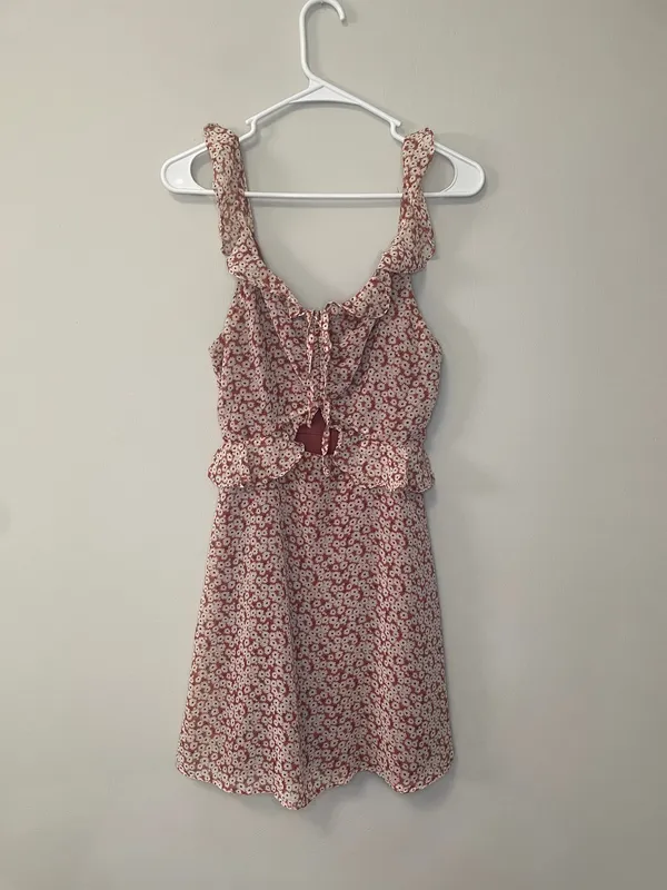 NWOT Lulus Mauve Pink Floral Print Ruffled Skater Dress - Image 5
