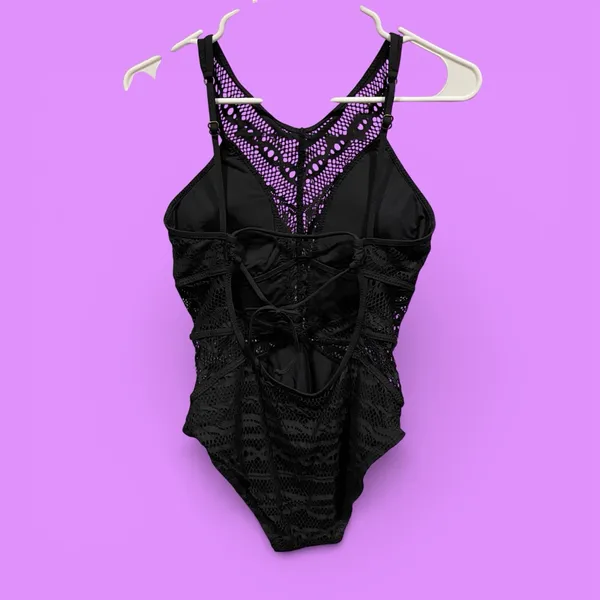 Sexy black lace overlay Becca tie back fairy whimsigoth swim suit beach pool - Image 3
