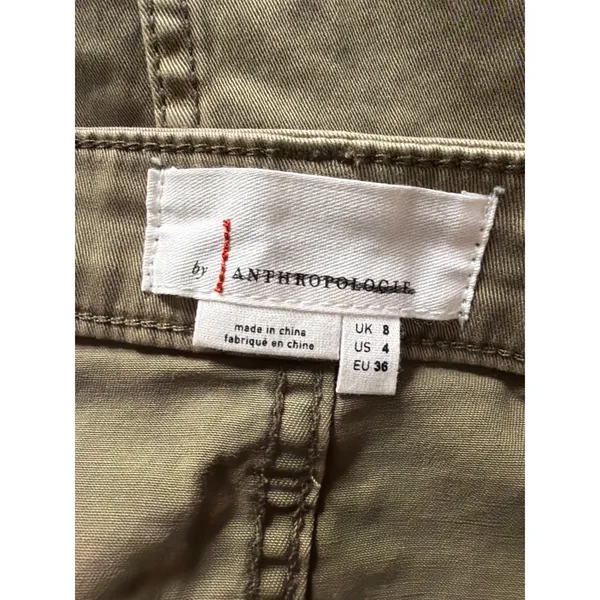 Anthropologie Green Khaki Utility Midi Skirt Button Front Cargo Pockets Size 4 - Image 7