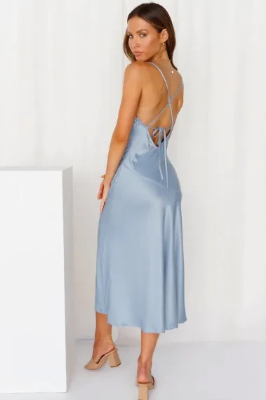 Hello Molly Drinks on Me Midi Dress Blue - Image 11