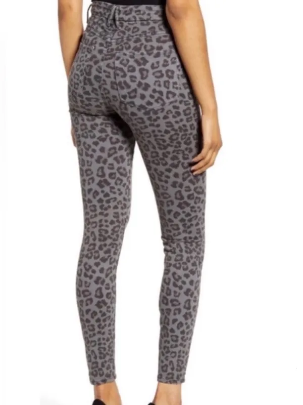 GOOD AMERICAN Good Legs Skinny Jeans Gray Animal Print Women’s 10 / 30 - Image 2