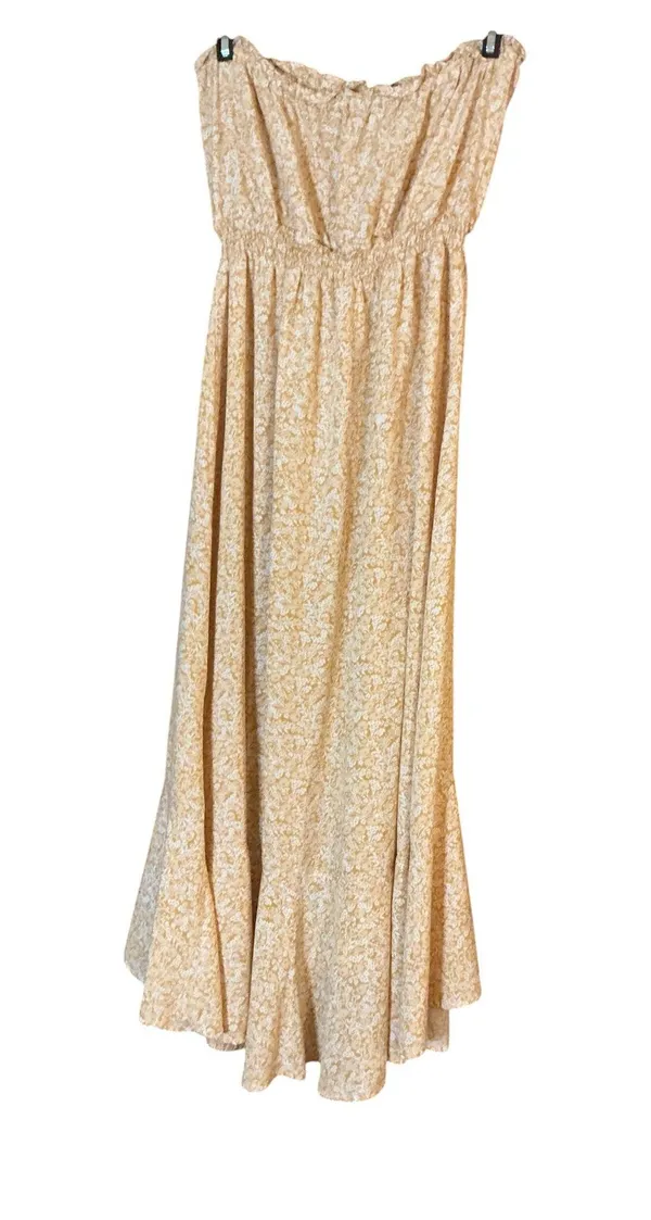 Vince Camuto Strapless Floral Maxi Dress – Button-Front Boho High-Low – Size S - Image 2