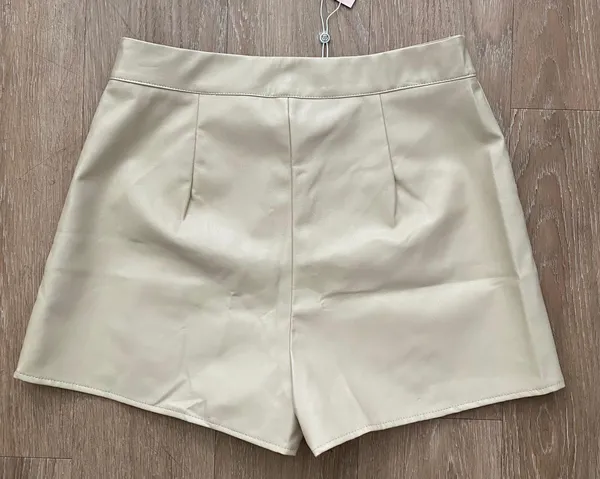 Missguided ivory seam detail faux leather shorts - Image 6