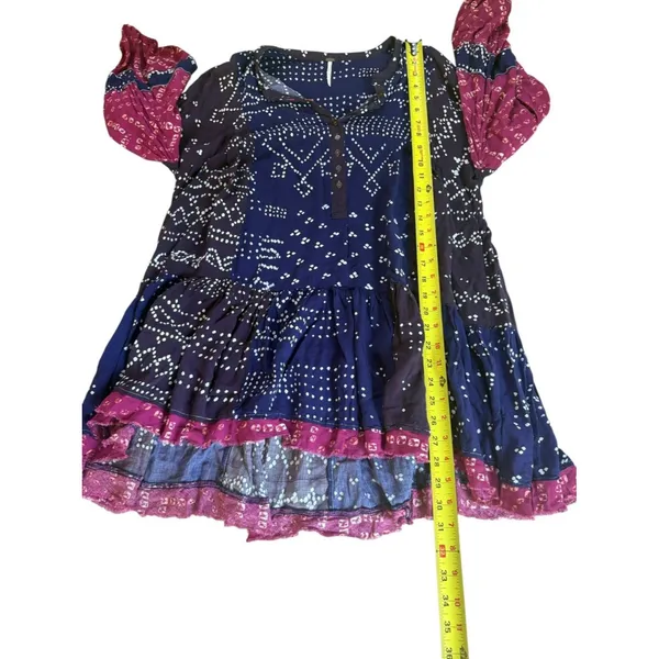 Free People Shibori Tunic Mini Dress Womans Small Flowy Balloon Sleeve Boho - Image 8