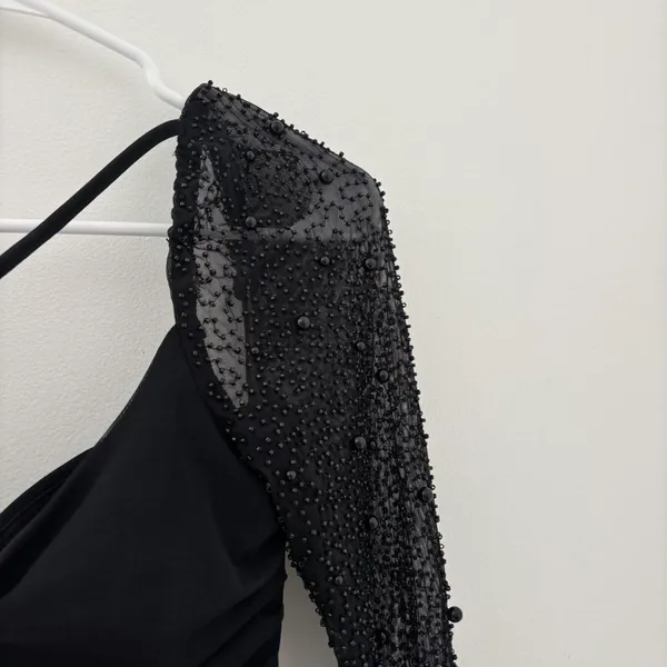 Oh Polly Black St. Germain Mini Dress Embellished Long Sleeve - Image 8
