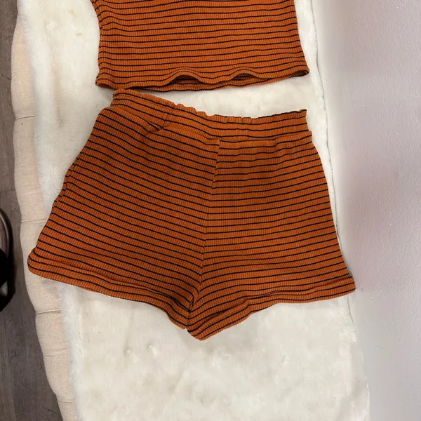 Blue Blush Los Angeles Orange Striped 2 piece casual Set! Size medium! - Image 5