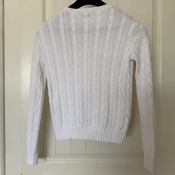 RALPH LAUREN White Cable Knit Sweater 🤍 Classic Preppy Luxe | XS | Timeless Staple - Image 4