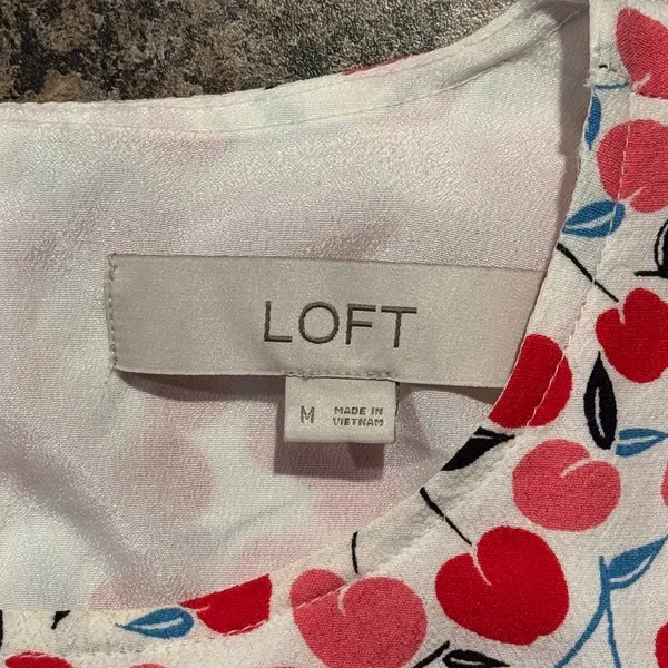 Loft Cherry‎ Print Dress Red Fruit Novelty Cottagecore Coquette Kawaii Spring M - Image 3